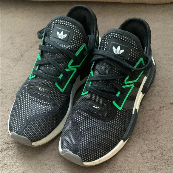 adidas | Shoes | Adidas Black Sneakers With Green Highlights  display picture 1